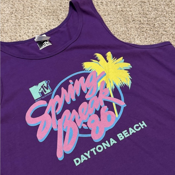 Rare Vintage 1986 MTV Daytona Beach Florida Spring Break Unisex Logo Tank Top - Picture 2 of 5